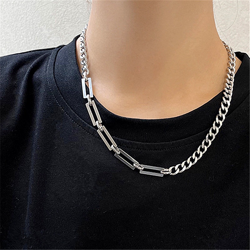 Kalung Rantai Bahan Titanium Steel Gaya Hip Hop Untuk Pria Dan Wanita