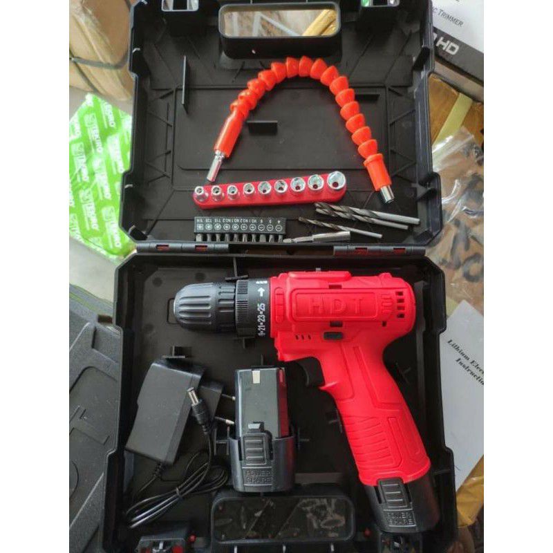 HDT CDD 405 Mesin Bor Cas Charger 12V Cordless Drill HDT CDD405 Set