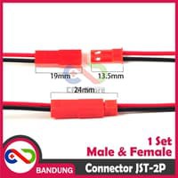 JST-2P JST CONNECTOR 2 PIN MALE FEMALE PAIR 10CM CABLE LIPO BATTERY KONEKTOR BATERAI