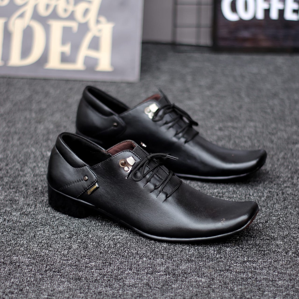 Sepatu Pantofel Kerja Kantor Kulit Asli Formal Hitam Pria Abrhm Bones