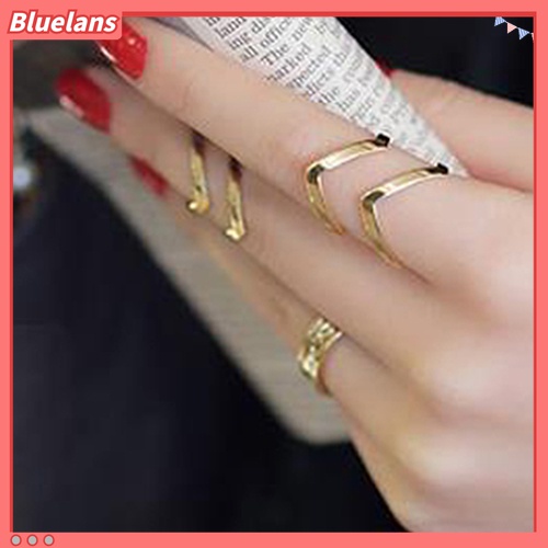 3pcs / Set Cincin Knuckle Midi Model Terbuka Desain Panah Hollow Untuk Wanita