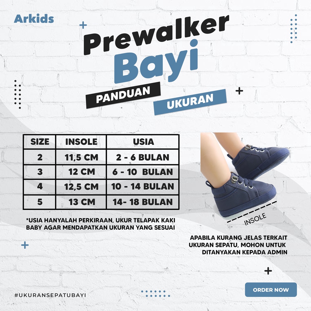 Sepatu Prewalker Bayi Laki Laki Perempuan Umur 0 - 12 Bulan Baby Prewaker Shoes Sepatu Prewalker Bayi Sepatu Boot Anak Bayi Laki Laki Perempuan Murah Umur 0 - 14 Bulan, umur 1 Tahun Putih AK 07