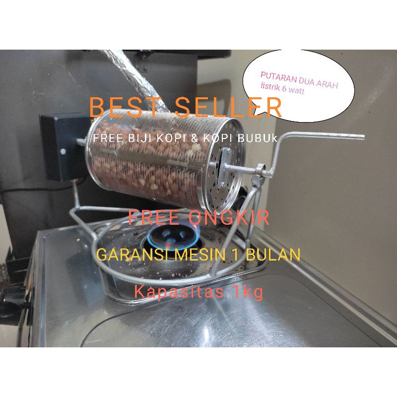 Alat Sangrai kopi Mini Motorized / Mesin Roasting kopi dan Kacang / Alat sangrai Kopi 1kg