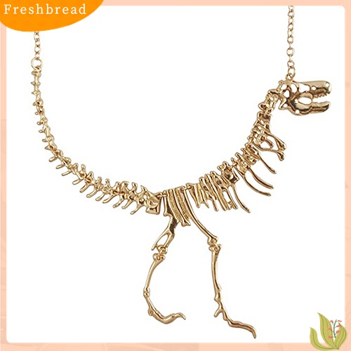 [TERLARIS]Men Women Unisex Punk Dinosaur Bone Drop Pendant Statement Alloy Chain Necklace