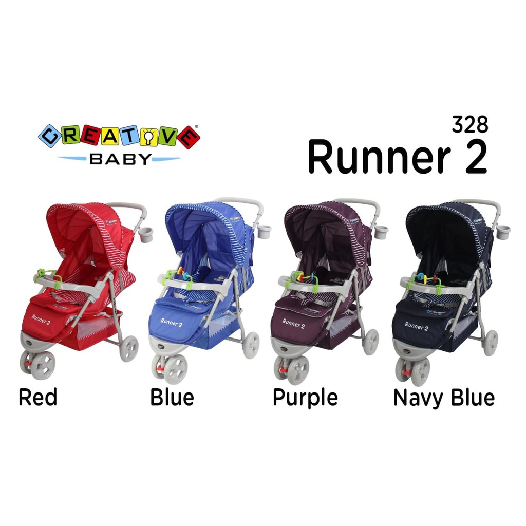 Stroller Bayi Creative 328 Runner 2 - Kreta Dorong bayi roda 3