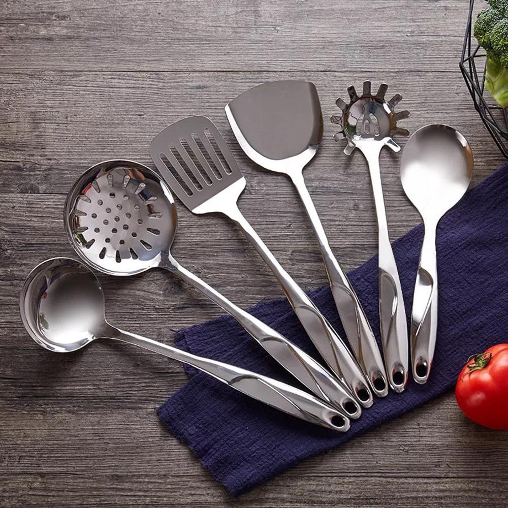 [Elegan] Peralatan Masak Stainless Steel Anti Lengket Sekop Spaghetti Turner Sendok Sup Pasta Server