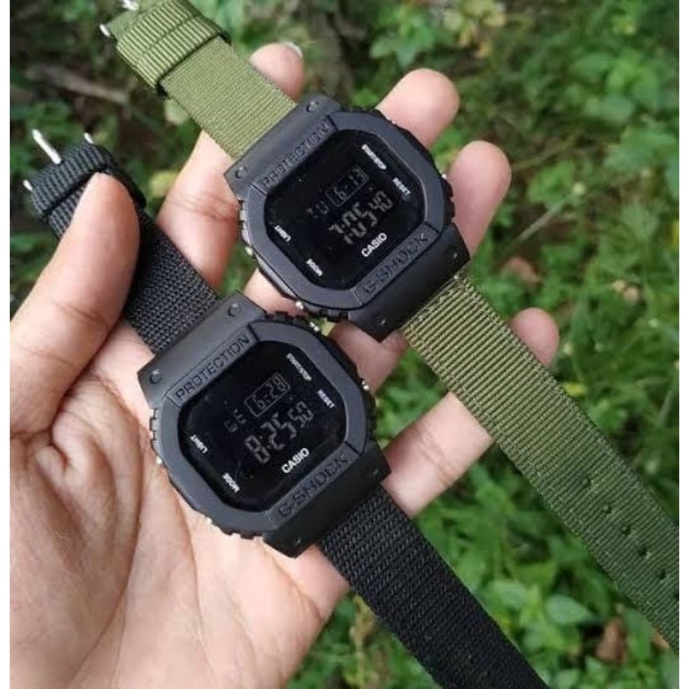 DW5600 TALI KANVAS JAM TANGAN PRIA GLS5600 DIGITAL KANVAS