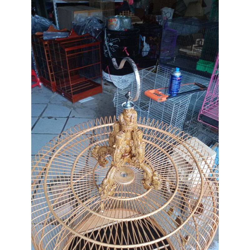 SANGKAR MURAI UKIR FIBER NATURAL NO1 UK DM 60CM