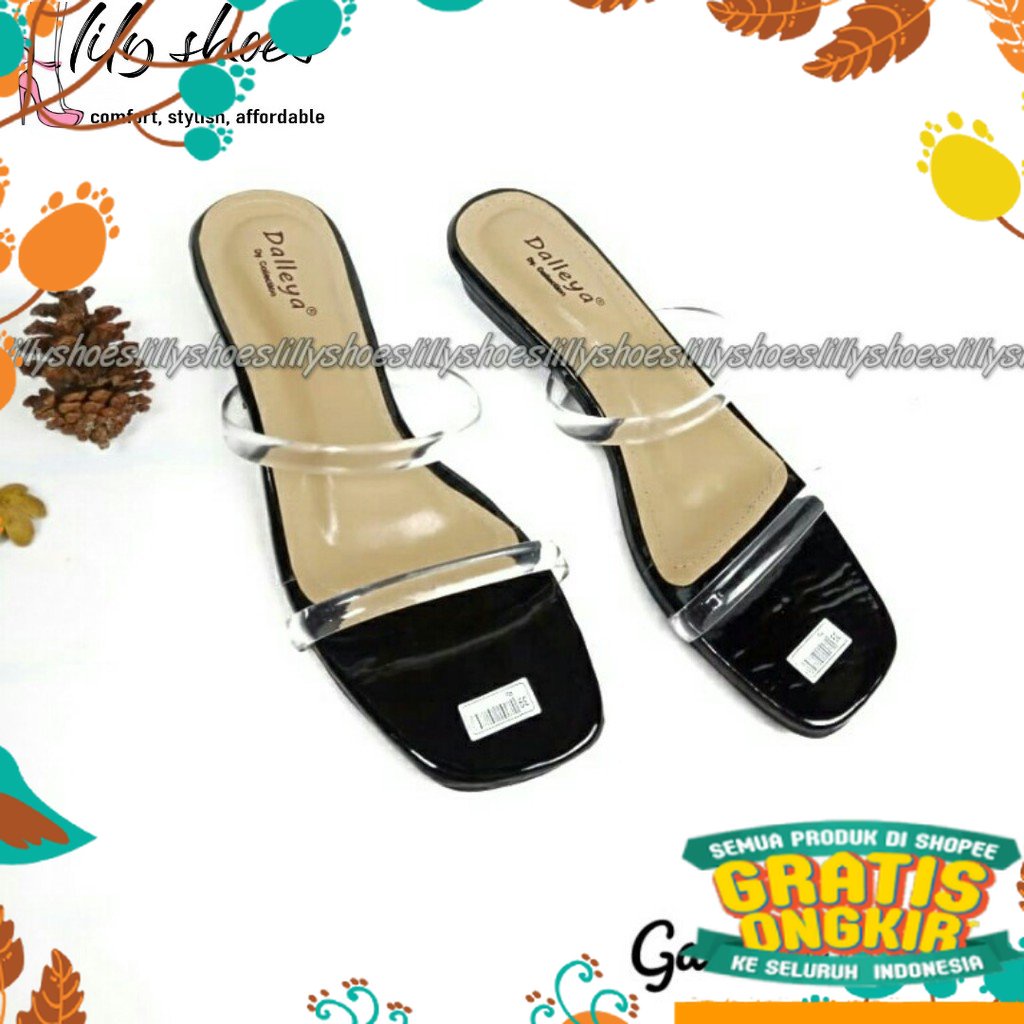 Sepatu Murah Berkualitas biru navy dongker abu grey / GRACE - Lily Shoes Sandal kaca chunky heels wa
