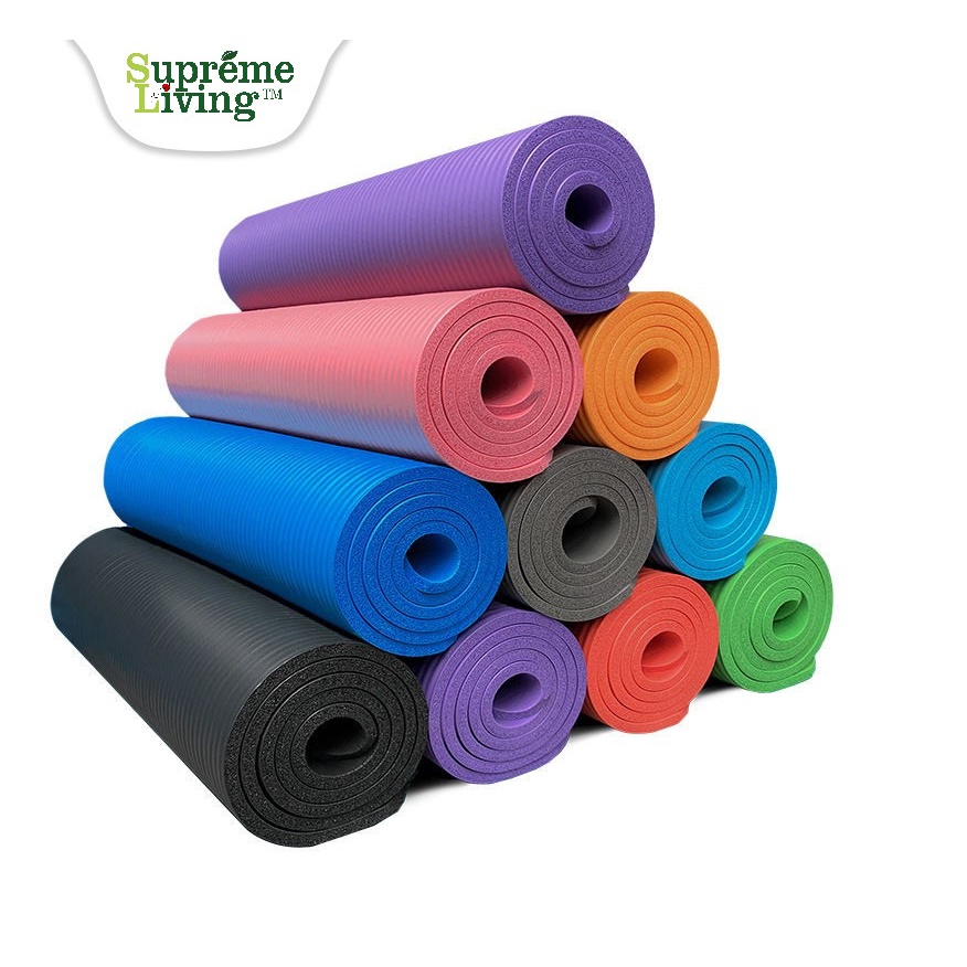 Matras Yoga Mat NBR 10mm gym Karpet Senam Yogamat Anti Slip FREE TAS