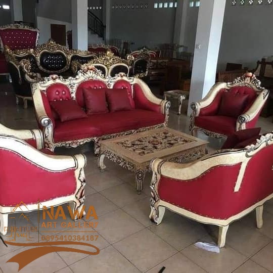 KURSI TAMU SOFA MEWAH ROMAWI UKIR KAYU JATI