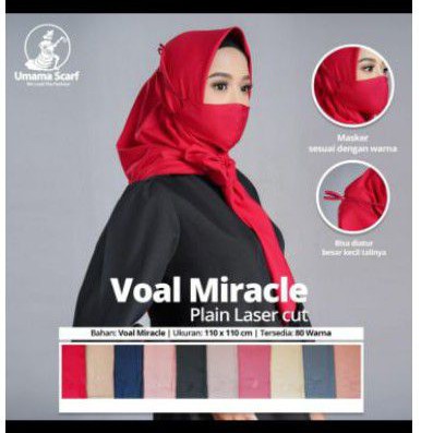 Voal Miracle Plain Lc + Masker by Umama Scraft Hijab Set Masker