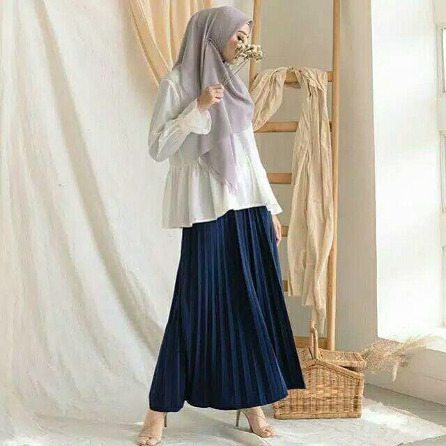 Rok Plisket Bawahan Wanita Flare Skirt Fashion Grosir Terlaris / ROK PLISKET SUPER MAYUNG/ FLARE SKI-Rok plisket- NAVY