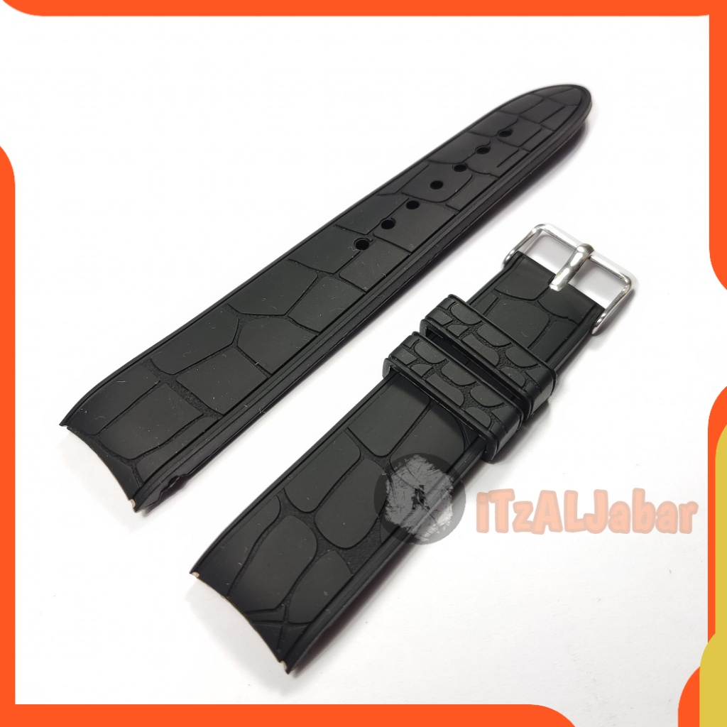 Tali jam tangan Karet 22mm Curved rubber strap WH125B Hitam