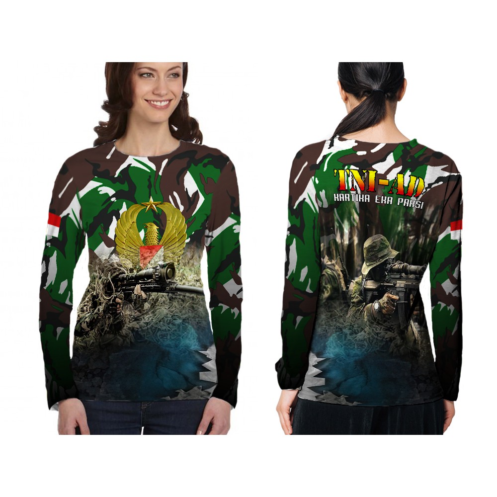 Kaos TNI-AD Wanita | Kaos TNI - AD Terbaru | Kaos TNI-AD Lengan Panjang