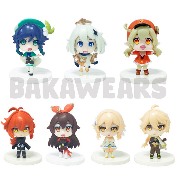 Action Figure Genshin Impact: Cute Kawaii Version - Aether, Lumine, Amber, Diluc, Venti, Paimon, Klee