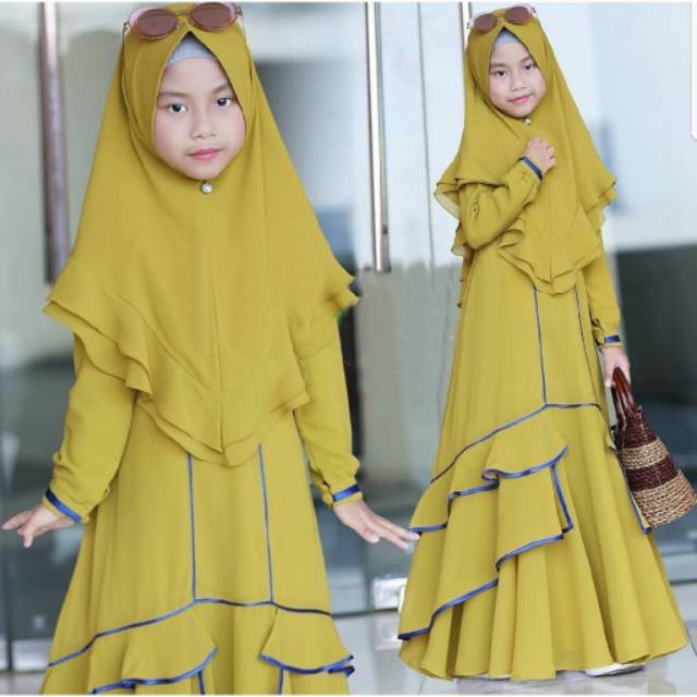 Gamis Anak Kid Tamara (free Jilbab) usia Tanggung baju gamis muslim SYARI Usia 6-12 Tahun