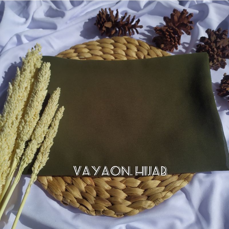 (GRAB INSTAN) HIJAB PASHMINA CERUTY 200x75 JILBAB PASHMINA CERUTY BABYDOLL PREMIUM TEPI JAHIT-Army