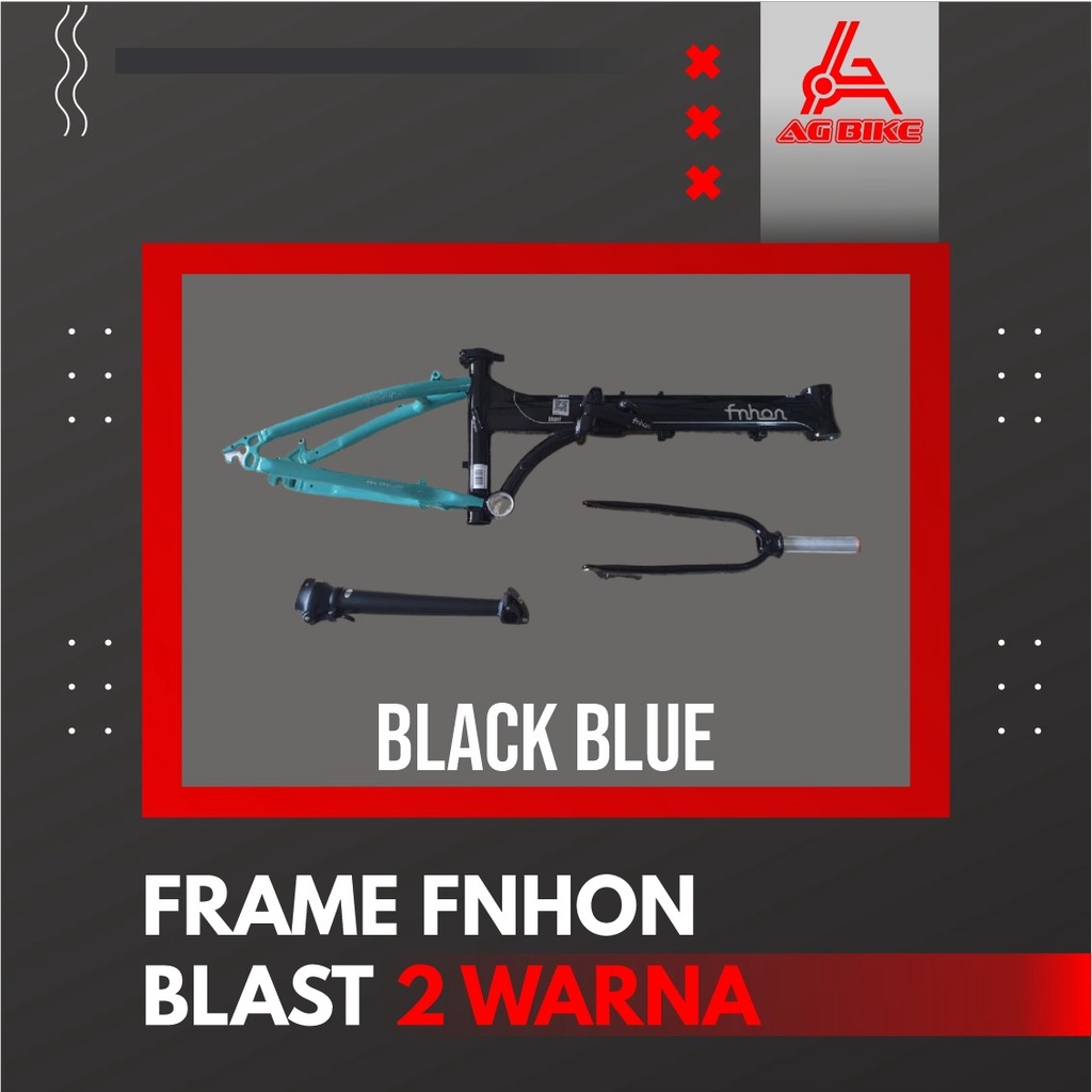 Frame Fnhon Blast + handlepost warna hitam biru black blue 2 warna discbrake 20 22 inch Not storm gust