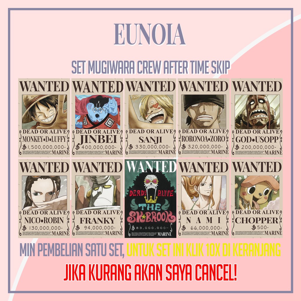 POSTER BOUNTY ONE PIECE SET MUGIWARA CREW YONKOU