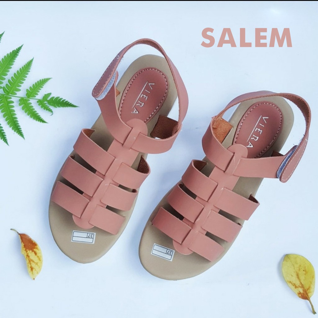 SANDAL WANITA HAK 3CM || STRIP TIGA CEWE KERONJO KULIT