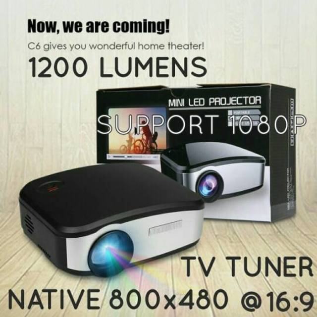 Mini Projector cheerlux C6 premium LED 1200 Lumens + TV