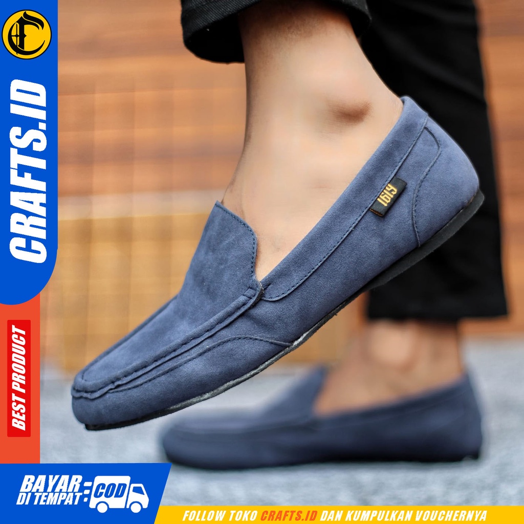 Sepatu Casual Pria  Sepatu Slip On Pria Kulit Suede Kerja Kantor Kuliah Kondangan Sepatu Slop Pria Sepatu Hitam Pria CRAFTS MORD