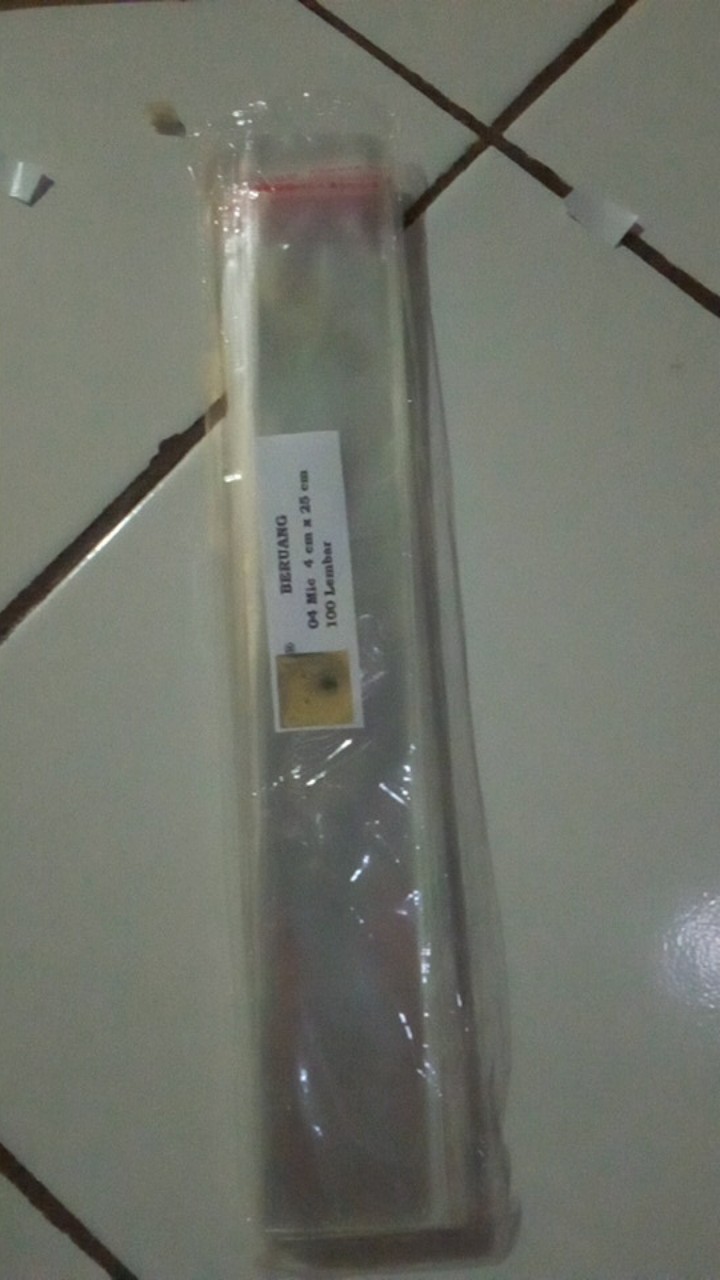 Opp 4x20 4x25 Pakai Lem Perekat Plastik Kaca Undangan Souvenir Alat Tulis Kue Kalung Aksesoris Tebal