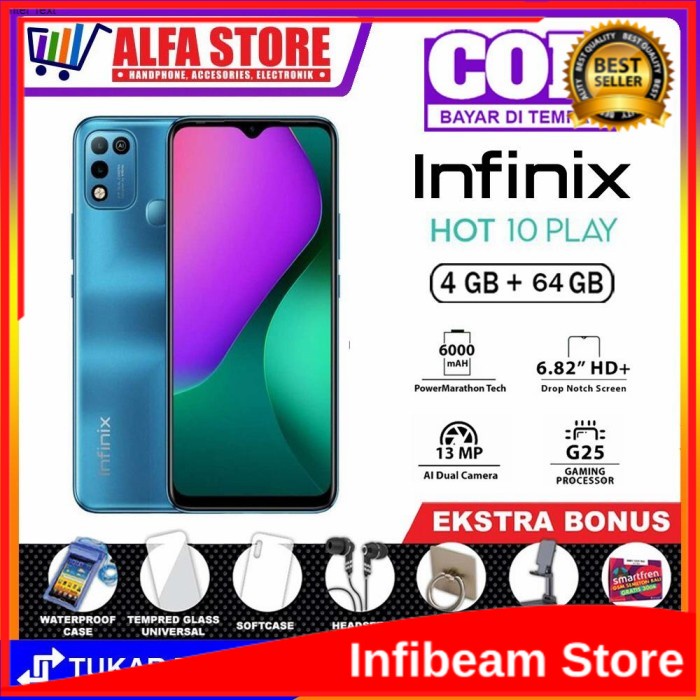 INFINIX HOT 10 PLAY RAM 4 64 GARANSI RESMI ATAU INFINIX HOT 10 PLAY RAM 4GB ROM 64GB GARANSI RESMI