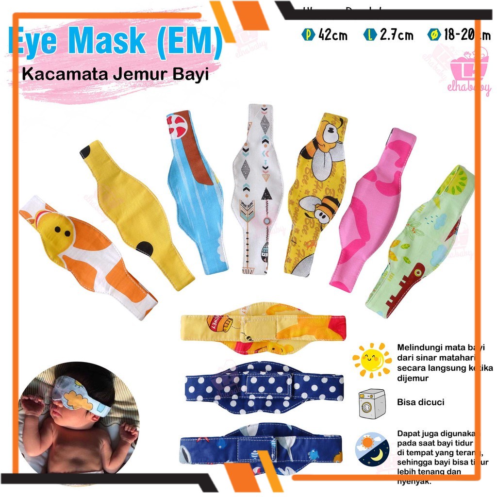 Kacamata Jemur Bayi Berjemur Kaca Mata Baby Eye Mask Original Karakter Murah