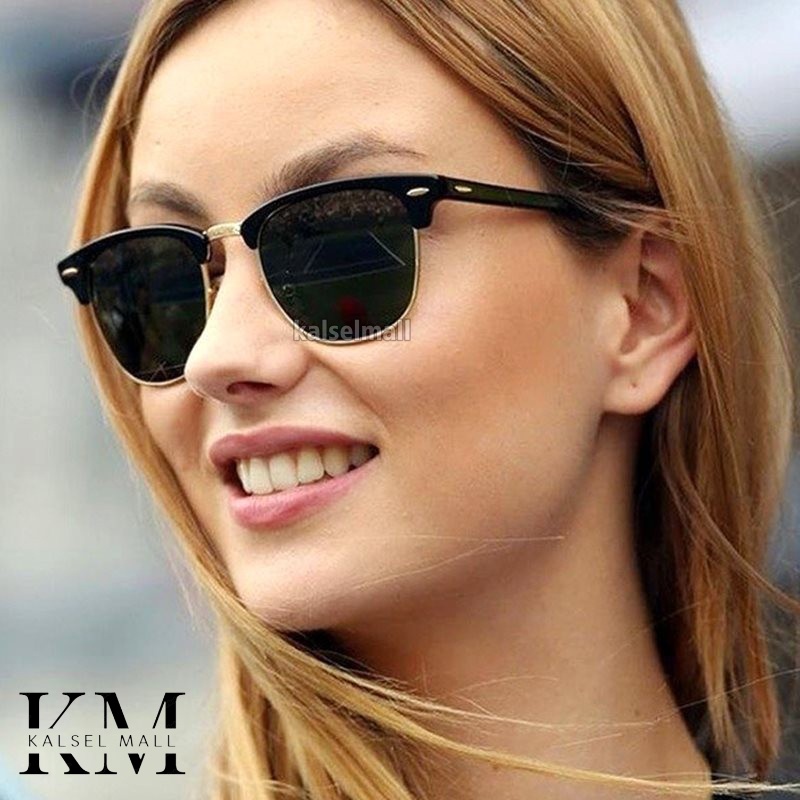 Kacamata Gaya Retro Aviator Hitam Frem Square Keren Kekinian Fashion Pria Wanita - Sunglasses UV400 Sunglass Half Frame Vincent Trompies KCH30