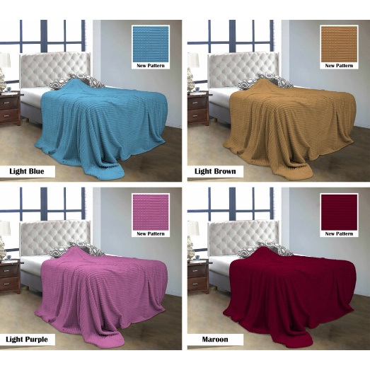 ❤ IJN ❤ Selimut Luxury Quincy Vallery Super Soft Warna Polos Embos