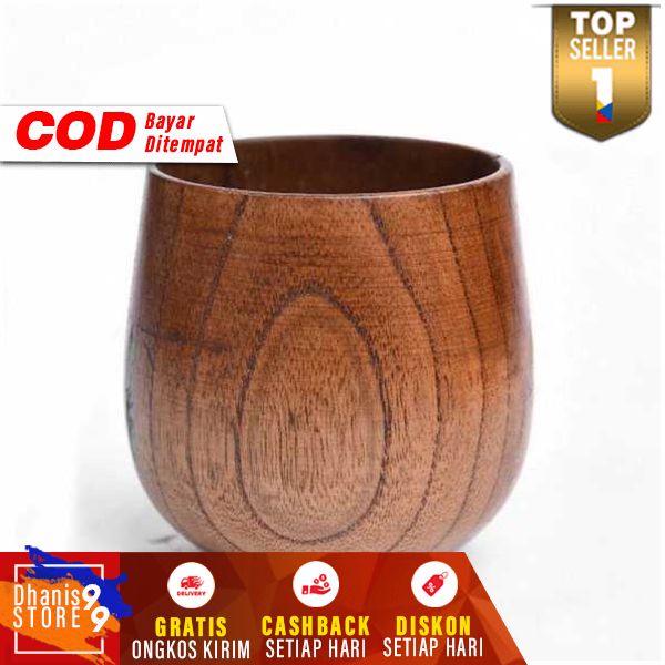 Gelas Kayu Minuman Kopi Susu Teh Wooden Natural Cup Glass Mug Perlengkapan Dapur Motif Natural Food Grade Berkualitas