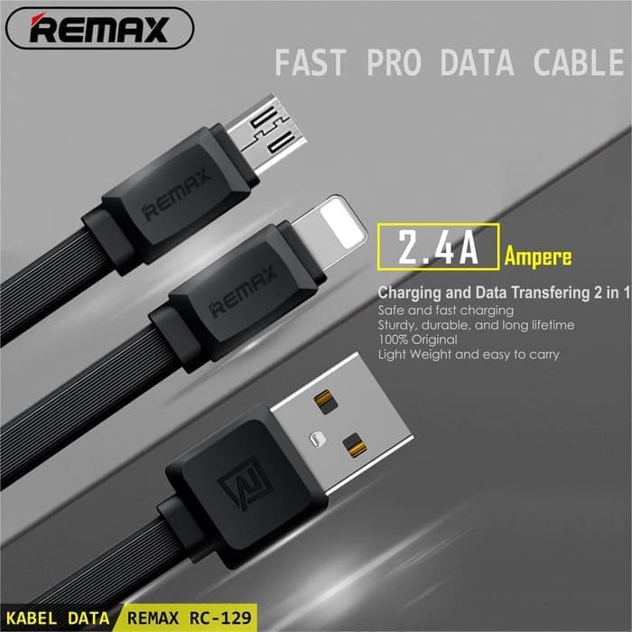 [1meter] Kabel Data Remax Fast Pro Micro USB RC-129m ORIGINAL Cable