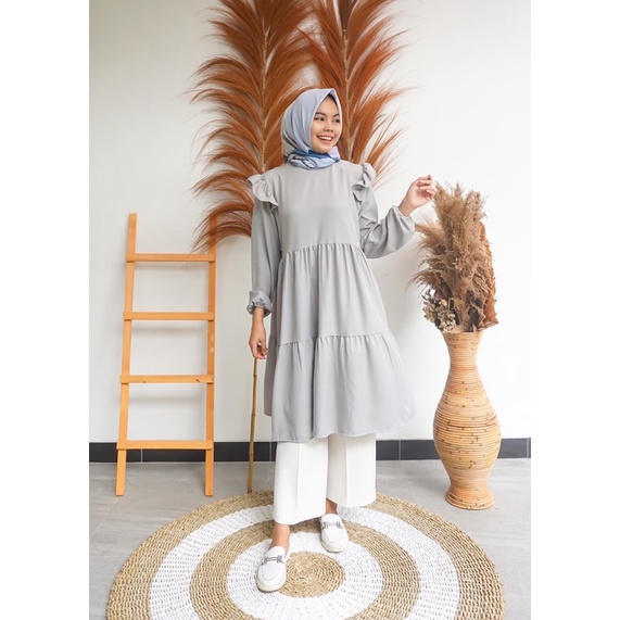 Kaia Tunik LD 100 110 Atasan Wanita Premium Terbaru Ukuran L XL Bahan Shakila Premium Termurah Bisa COD by Zenic_id