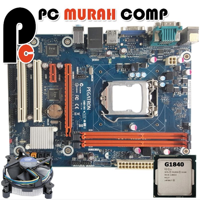 Motherboard H81 LGA 1150 OEM Pegatron Dengan Procesor G1840 bonus Fan