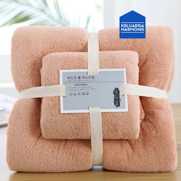 Handuk Mandi Set 2 in 1 Bahan MIcrofiber 70 Cm x140 Cm &amp; 35Cmx75Cm