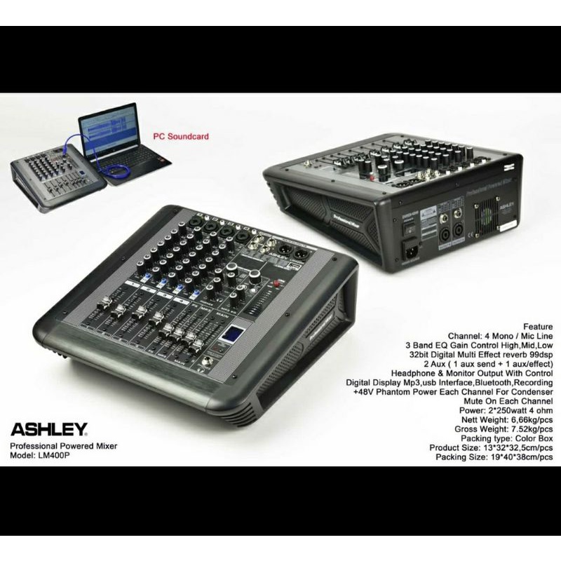 power mixer ashley lm400p/lm 400p 4ch usb-bluetooth-soundcard original