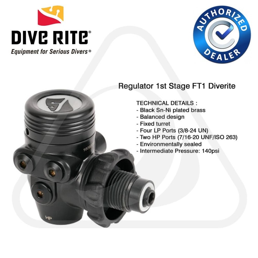 Regulator First 1st Stage FT1 Dive Rite Turret Din BCD Tech Diving RG5700