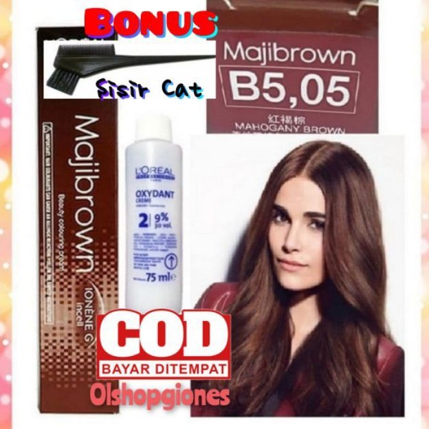 Loreal Majibrown mahogany brown B5.05 cat rambut majirel hair color + developer oxydant