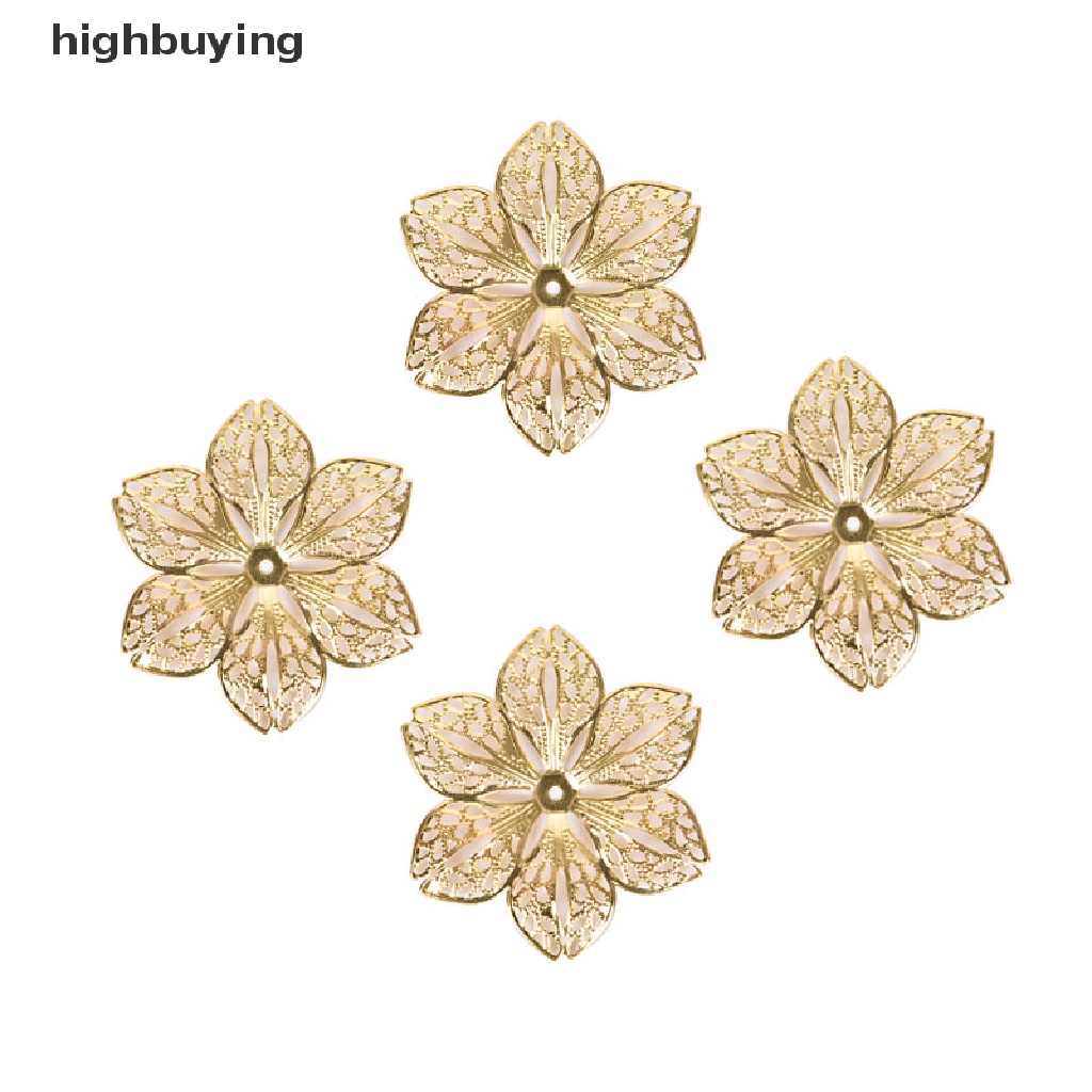 Hbid 50Pcs / Set Charm Konektor Bentuk Bunga Filigree Untuk Liontin Perhiasan DIY