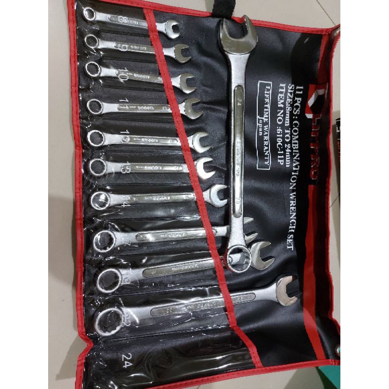 KUNCI RING PAS SET 11 PCS LIPPRO COMBINATION WRENCH 11PCS LIPRO 8 - 24 MM