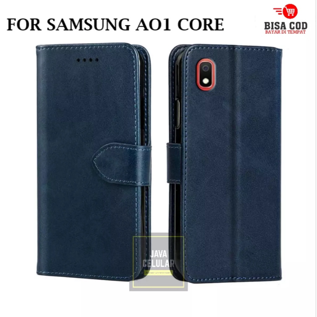 Samsung Galaxy A01 CORE Flip Wallet Case Kulit Premium Casing Flip Case Wallet Leather Flip Case