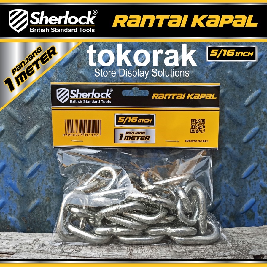 RANTAI BESI 8 MM 1 METER SHERLOCK - RANTAI KAPAL GALVANIZED 5/16 INCH