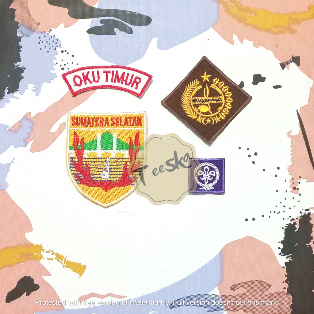 Set Atribut  Seragam Pramuka Logo Tunas Kelapa dan Wosm, Logo Kwartir Daerah ( Kwarda ) Sumatera Sel