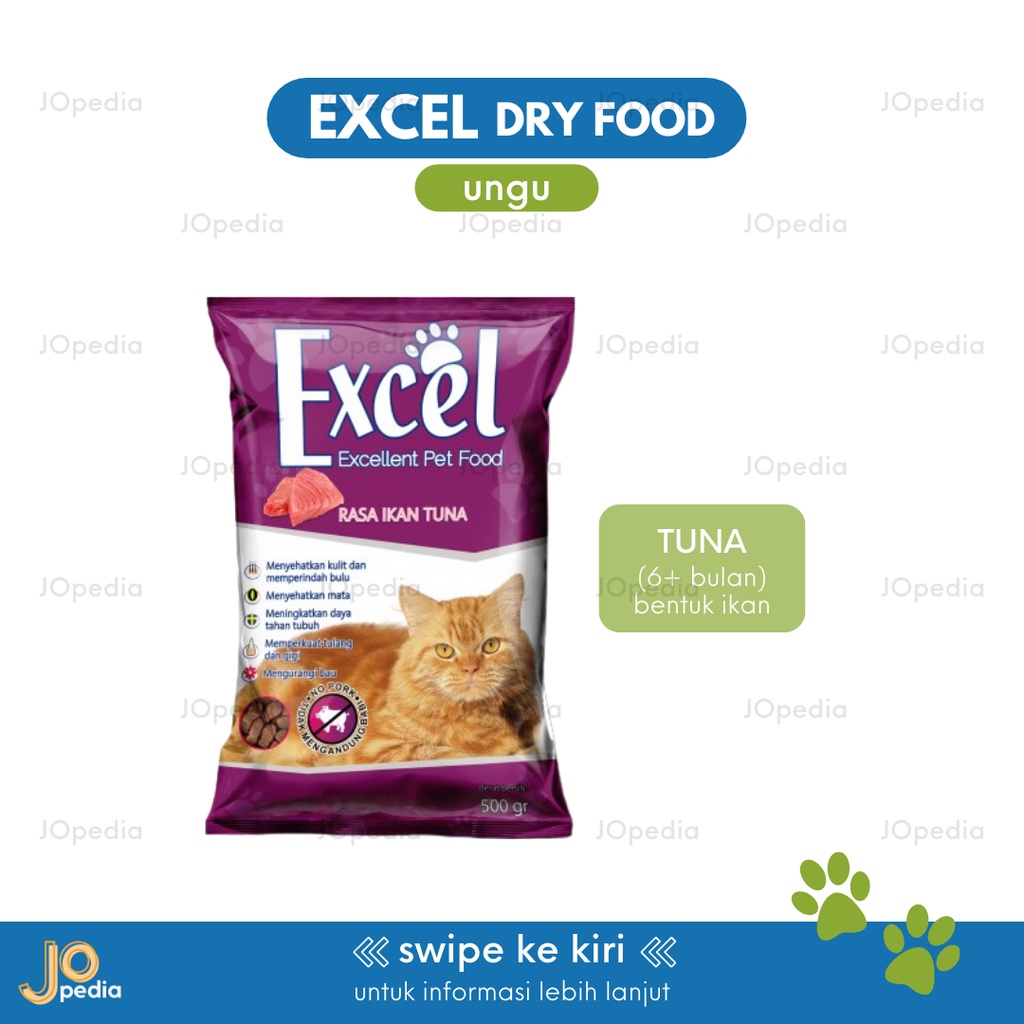 EXCEL Makanan Kucing Kering Dry Cat Food Kibble Adult Kitten 500gr