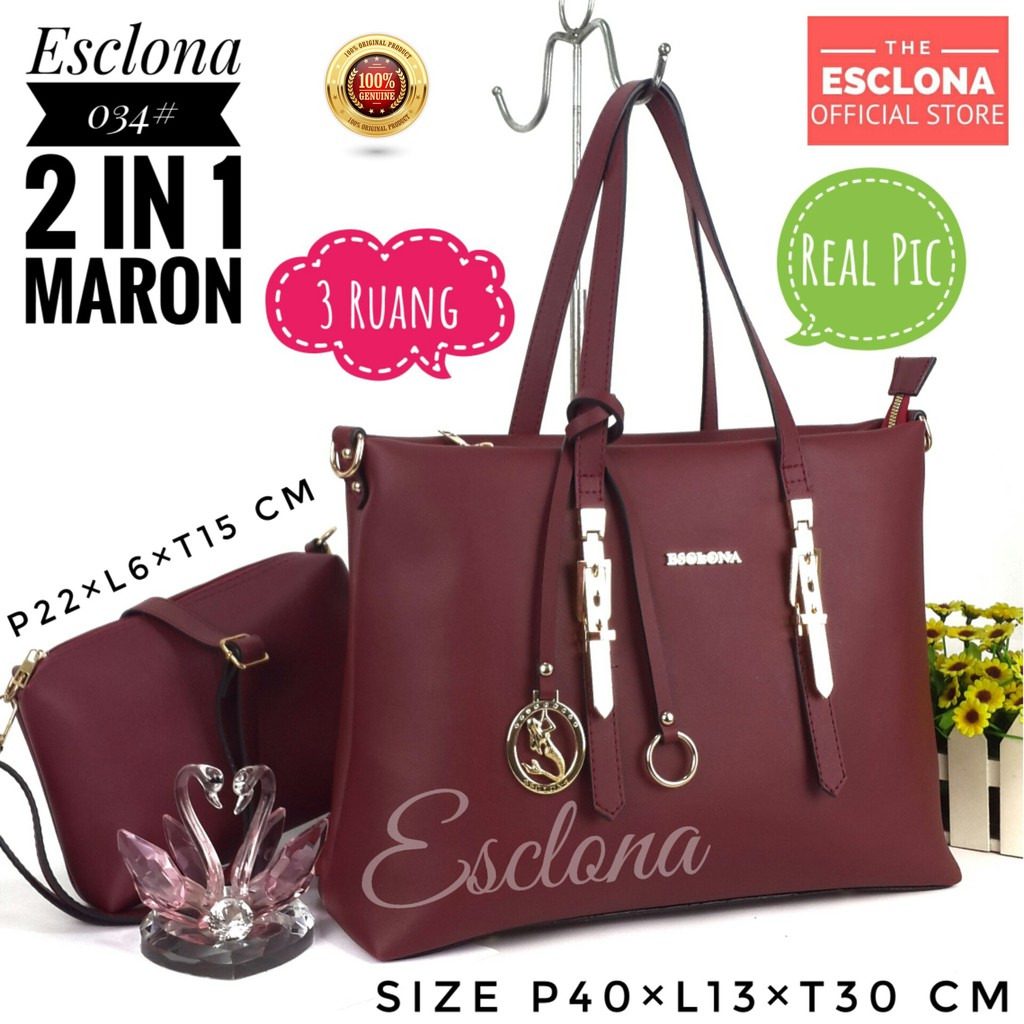 Tas wanita Import Bag Laptop Esclona 034 Tas Batam Selempang Cewek Branded Cantik Fashion Murah Handbag Original Besar Kantor Kerja Kuliah Premium Super Populer Terbaru Terlaris Hobo Office Ibu Emak Dewasa Santai Berpergian Shoulder Bahu