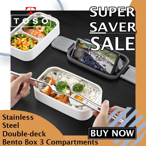 KOTAK MAKAN BENTO LUNCH BOX STAINLESS 3 COMPARTMENTS JAPANESE STYLE diskon