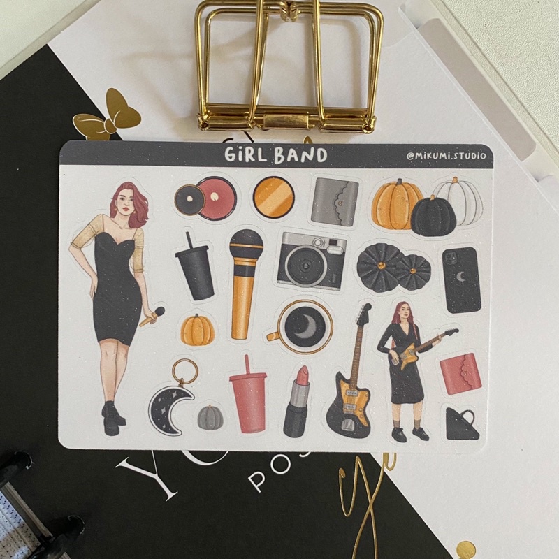 

[MIKUMI] Girl Band Sticker Sheet | Glitter Sticker | Kiss Cut sticker | Deco sticker | Journaling Kits | Bujo Kits | Planner Sticker | Stiker Planner | Sticker Lucu | Sticker Planner | Sticker Bujo | Deco Kit | Scrapbook Sticker