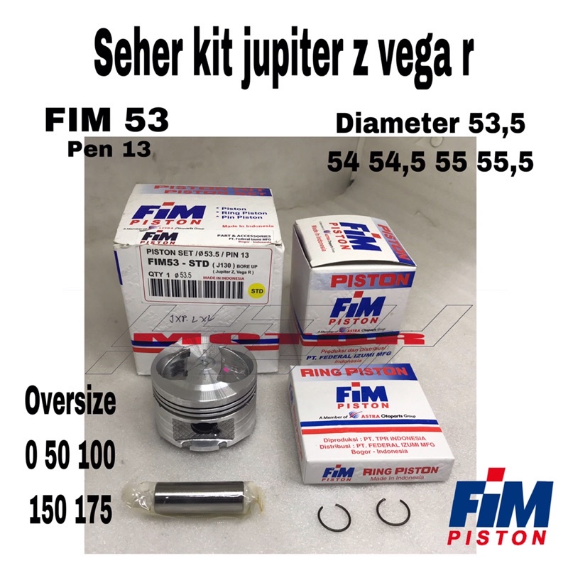 seher kit piston kit seher jupiter z vega r fim 53 pen 13 diameter 53.5 54 54.5 55 55.5 oversize 0